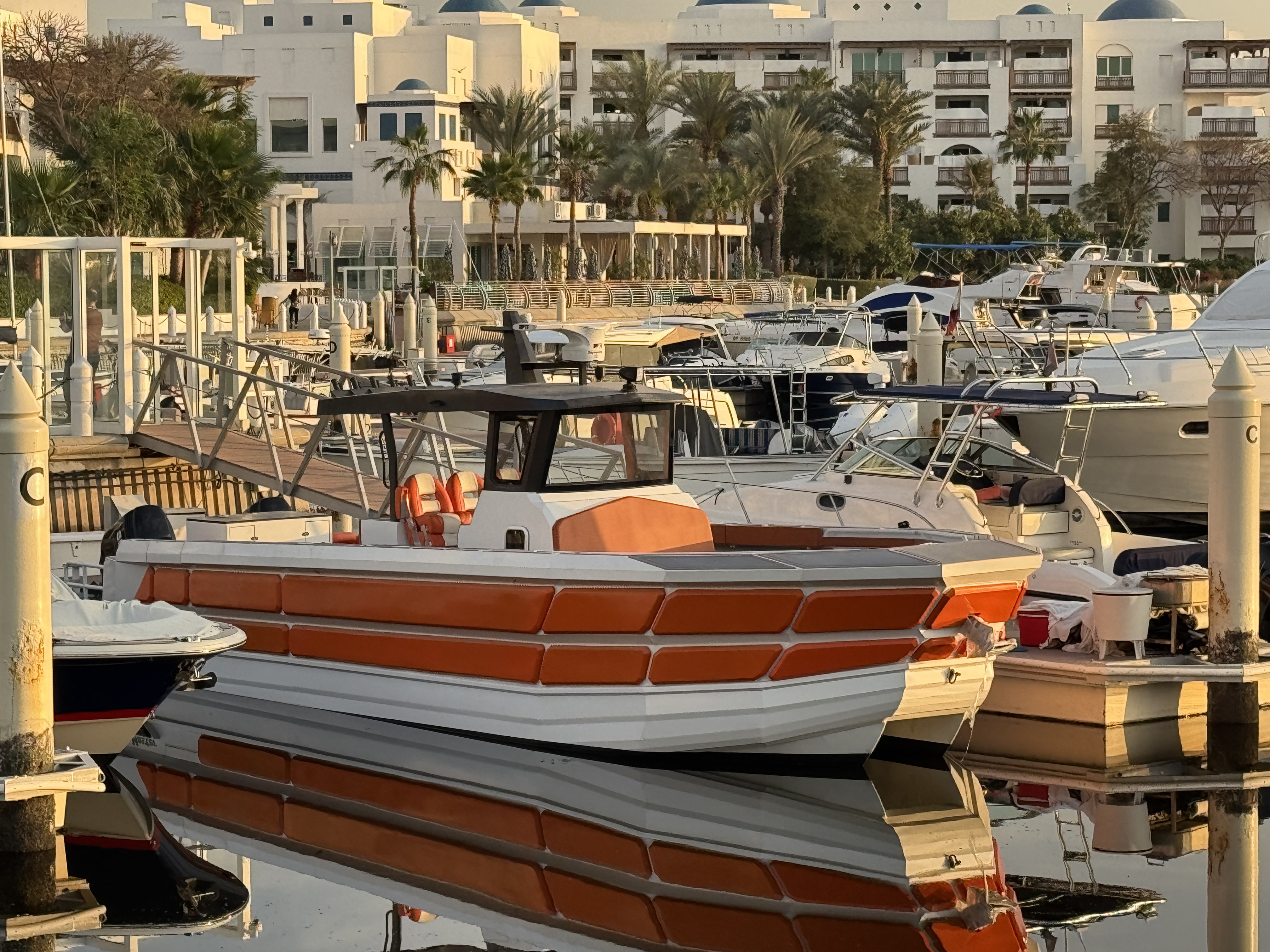 Cat 38 at Dubai Creek Marina - starboard view